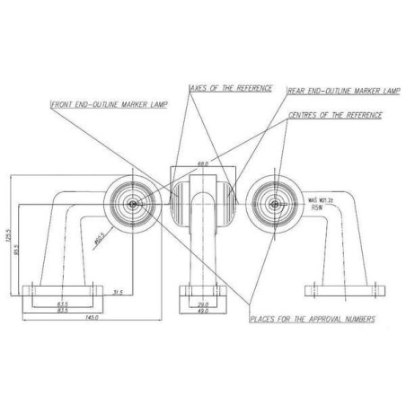 Lampa obrysowa 12/24V 125.5x124x68 mm gopart