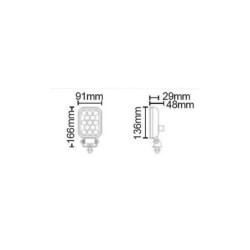 Lampa robocza LED, prostokątna 13W 1600lm 12/36V z wtyczką Deutsch 2-pin, światło rozproszone 13 LED Kramp