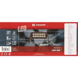 Lampa robocza długa LED, 36W, 3060lm, prostokątna,12/24V z przewodem, światło któtkie rozproszone, 12 LED Kramp