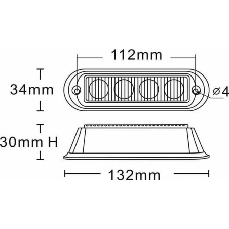 Lampa ostrzegawcza LED, 12W 12/24V pomarańczowa przykręcana 4 LED Kramp