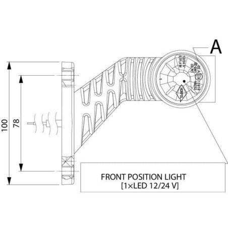 Lampa obrysowa LED, lewa 0.7/1.4W 12/24V biała/pomarańczowa/czerwona 3 LED Kramp