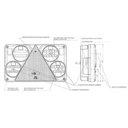 Lampa tylna zespolona LED, prawa, prostokątna, 12/24V Kramp