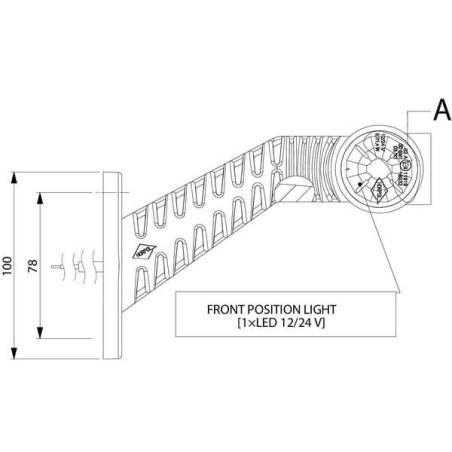 Lampa obrysowa LED, lewa 0.7/1.4W 12/24V biała/pomarańczowa/czerwona 3 LED Kramp