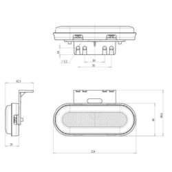 Lampa obrysowa LED, prostokątna, 12-24V, 124x49x20 mm, Kramp