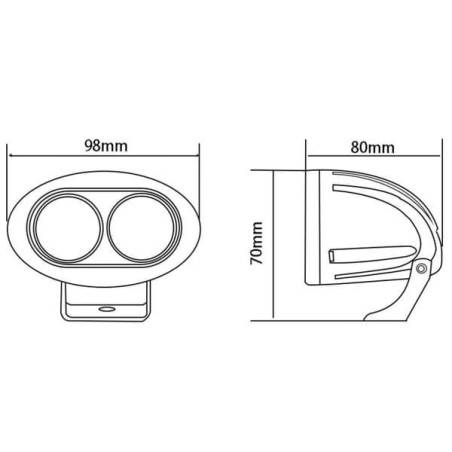 Lampa robocza LED, owalna, 20W 1800 lm 10/30V światło skupione 2 LED gopart