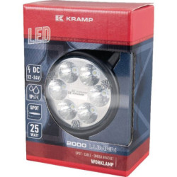 Lampa robocza LED, okrągła, 25W 2000 lm 10/30V światło skupione 6 LED Kramp