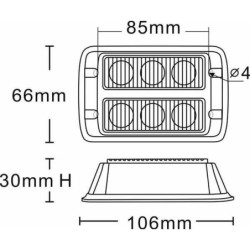 Lampa ostrzegawcza LED, 18W 12/24V pomarańczowa przykręcana 6 LED Kramp