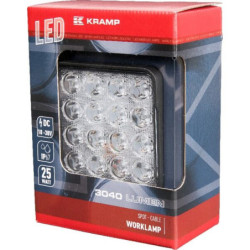 Lampa robocza LED, kwadratowa 25W 3040 lm 10/30V światło skupione 16 LED Kramp