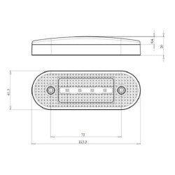 Lampa obrysowa LED, prostokątna, 12-24V, 115.3x41.3x20 mm, Kramp