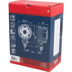 Lampa robocza LED, okrągła, 29W 2500 lm 10/30V światło skupione 6 LED Kramp