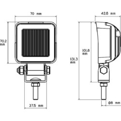 Lampa robocza LED, kwadratowa, 8W 600 lm 10/12/36V niebieska światło rozproszone Kramp