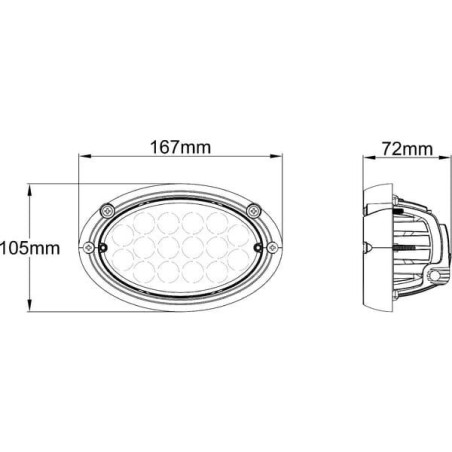 Lampa robocza LED, owalna 24W 3220lm 16 LED Kramp