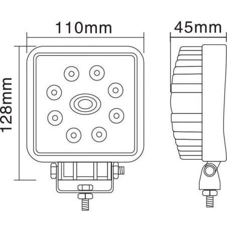 Lampa robocza LED, kwadratowa, 24W 1920 lm 10/30V światło skupione 8 LED gopart