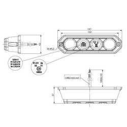 Lampa tylna zespolona LED, LZD2264 prostokątna 12/24V