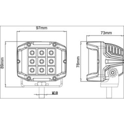 Lampa robocza LED, kwadratowa, 30W 2850 lm 10/30V światło krótkie z wiązką punktową Combo 15 LED Kramp