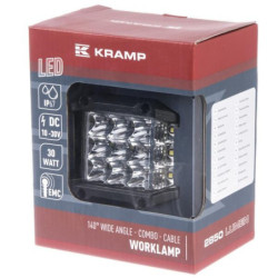 Lampa robocza LED, kwadratowa, 30W 2850 lm 10/30V światło krótkie z wiązką punktową Combo 15 LED Kramp