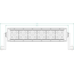 Lampa robocza łukowa LED, 72W, 6120lm, prostokątna, 12/24V, z wtyczką Deutsch, Combo, 24 LED Kramp