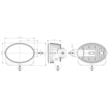 Lampa robocza LED, owalna 60W 6000lm 12-60V światło rozproszone 6 LED Kramp