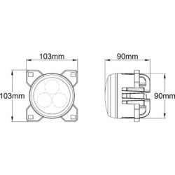 Lampa robocza LED, okrągła 42W 4200lm 10/30V z wtyczką Deutsch + H11 światło rozproszone Kramp