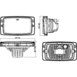 Reflektor przedni LED, 21W prostokątny 10/30V 83x182x101 mm Kramp