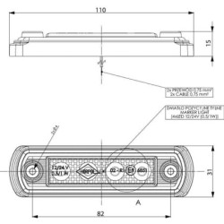 Lampa obrysowa LED, 0.5/1W prostokątna, 12/24V czerwona 4 LED gopart