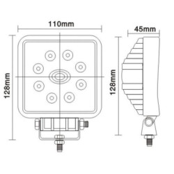 Lampa robocza LED, kwadratowa, 24W 1920 lm 10/30V światło rozproszone 8 LED gopart