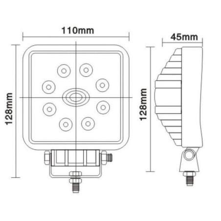 Lampa robocza LED, kwadratowa, 24W 1920 lm 10/30V światło rozproszone 8 LED gopart