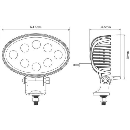 Lampa robocza LED, owalna, 24W 2240 lm 10/30V światło rozproszone 8 LED Kramp