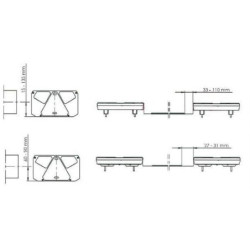 Lampa tylna zespolona LED, prawa, prostokątna, 12/24V Kramp