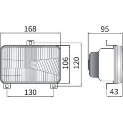 Reflektor przedni halogenowy, prostokątny 12/24V H4, T4W 168x106 mm Kramp