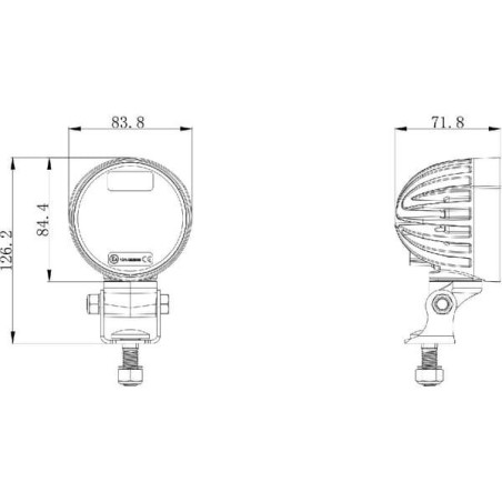 Lampa robocza LED, okrągła 40W 4000lm 10/30V z wtyczką Deutsch 4 LED 360° Kramp