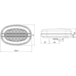 Lampa tylna zespolona LED, lewa/prawa, owalna 12/24V Kramp