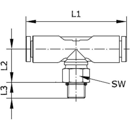 Trójnik wtykowy T, obrotowy, gwint zew. M3 4 mm Kramp