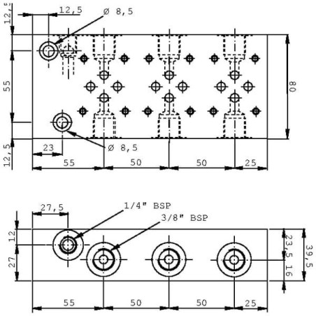 Płyta bazowa dwusekcyjna Manifold