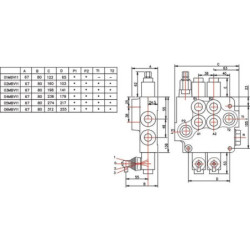 Rozdzielacz hydrauliczny MBV11, 4 sekcyjny A1A1A1A1G KZ1