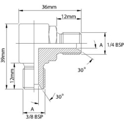 Złączka kątowa gwint zewnętrzny -gwint zewnętrzny 1/4 x 3/8 BSP