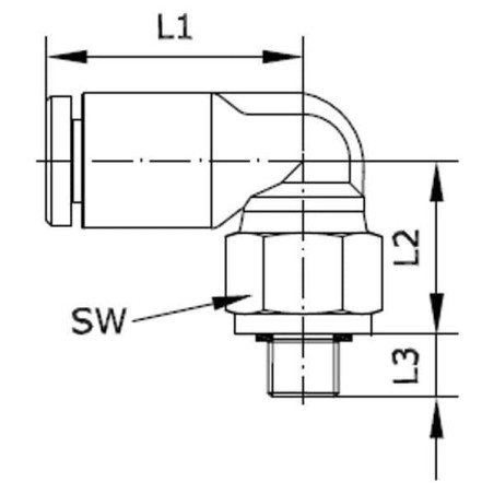 "Złącze wtykowe kątowe, obrotowe, gwint zew. 1/8"" 6 mm Kramp"