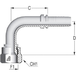 Końcówka DN10-7/8-UNF-90°