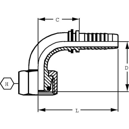 Końcówka DN13-M22x1,5-14S-90°