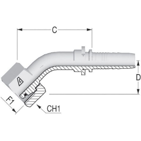 Końcówka DN25-M36x2.0-28L-45°