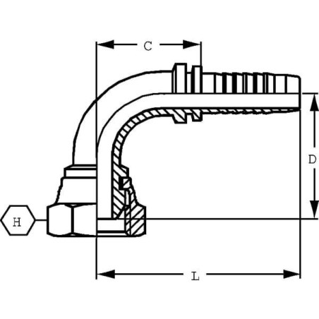 Końcówka DN10-1/4 BSP-90°