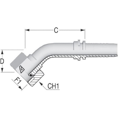 "Końcówka DN25-1""1/4 BSP-45°"