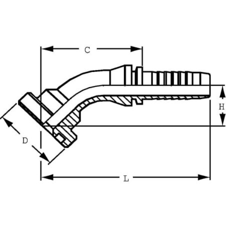 Końcówka 45° DN16 kołnierzowa Ø 34 mm pasująca do CAT