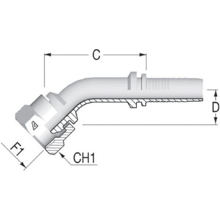 Końcówka DN10-3/8 BSP-45°