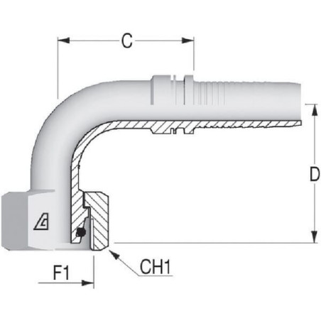 Końcówka DN10-M22x1,5-15L-90°