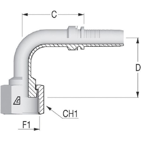 "Końcówka DN25-1""3/16 ORFS-90°"