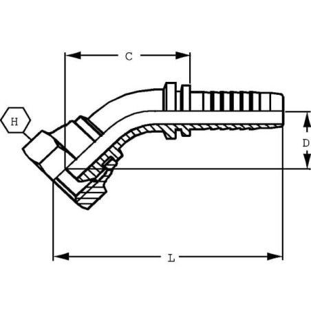 Końcówka DN13-M22x1,5-15L-45°