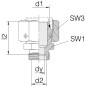 Złącze proste z nakrętką M22x1,5 15L - M18x1,5 12L