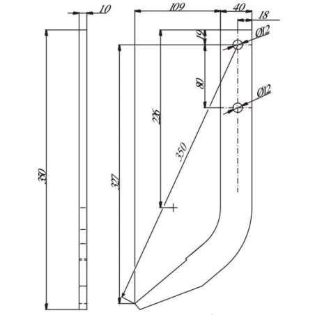 Hak do frezarki Carbide 40x10 dł.=350