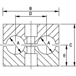 Obejma kpl. podwójna 18x18 mm (25 szt.)